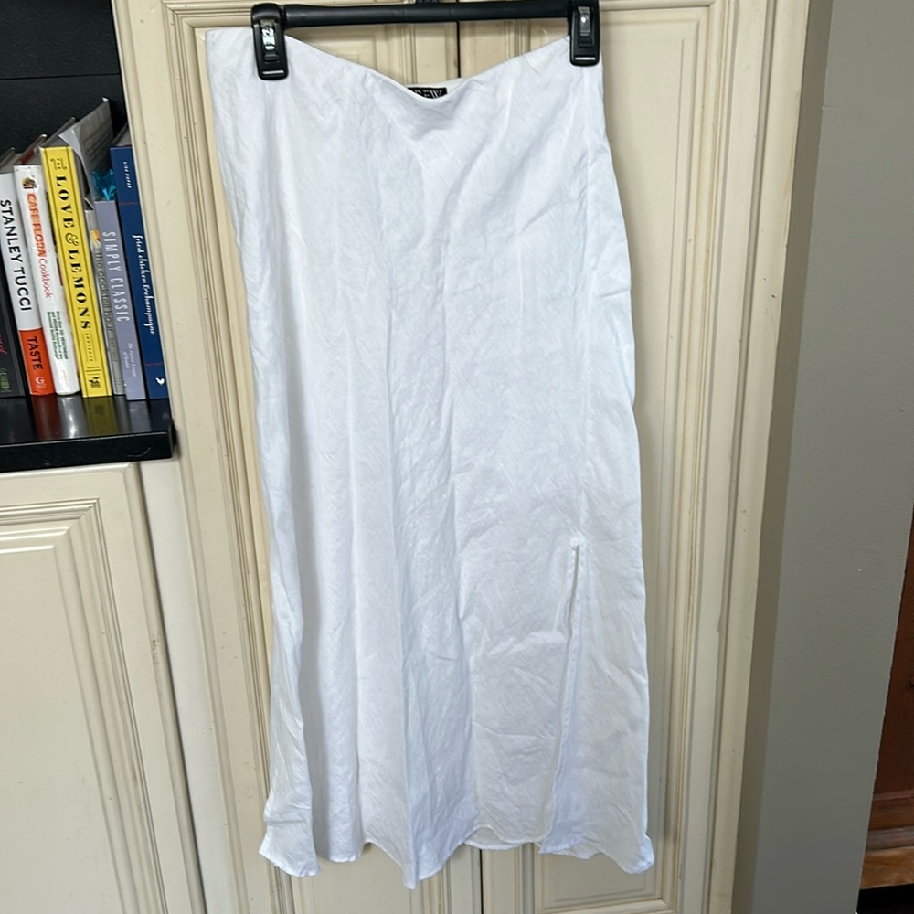 J Crew Gwyneth skirt in white linen S